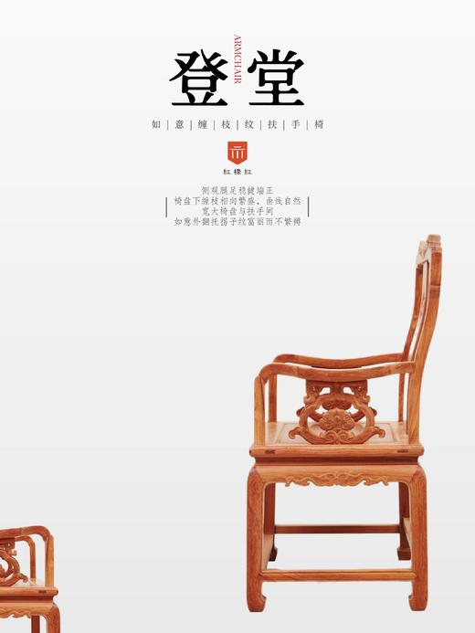 红桥红  家具严选  缅甸花梨（大果紫檀）【如意缠枝纹 扶手椅】 商品图3