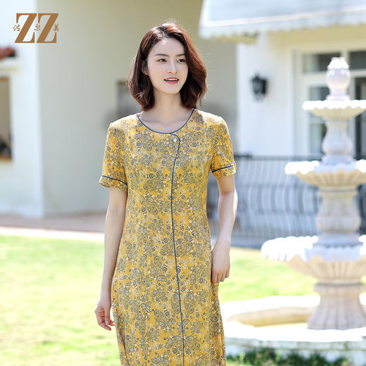 佐尔美2022夏季新款 桑蚕丝真丝弹力斜纹绸连衣裙女E12LS97 商品图2