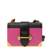 PRADA 普拉达 女士 Cahier 系列樱红色黑色牛皮单肩斜挎包 1BD045 2BB0 F0AJ6 OCH 商品缩略图0