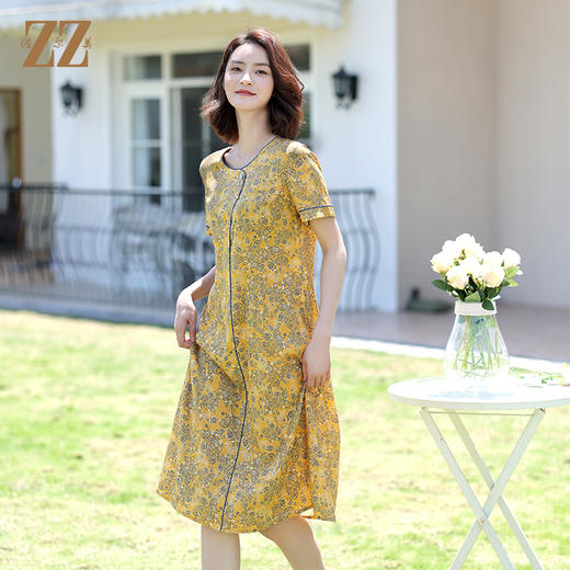 佐尔美2022夏季新款 桑蚕丝真丝弹力斜纹绸连衣裙女E12LS97 商品图3