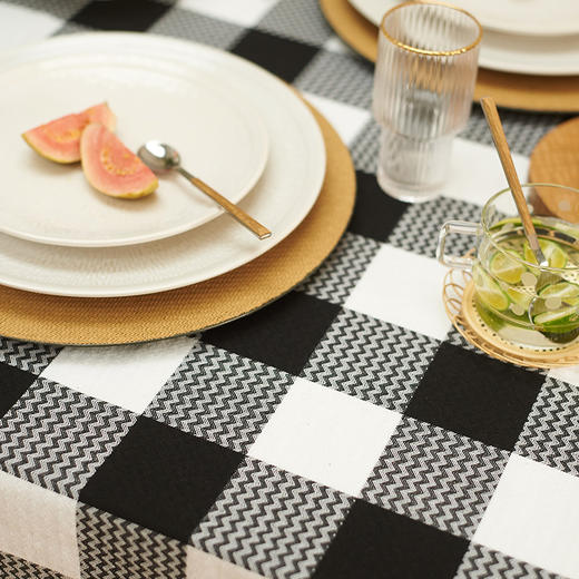 经典黑白方格餐桌布ins风日式简约 商品图3