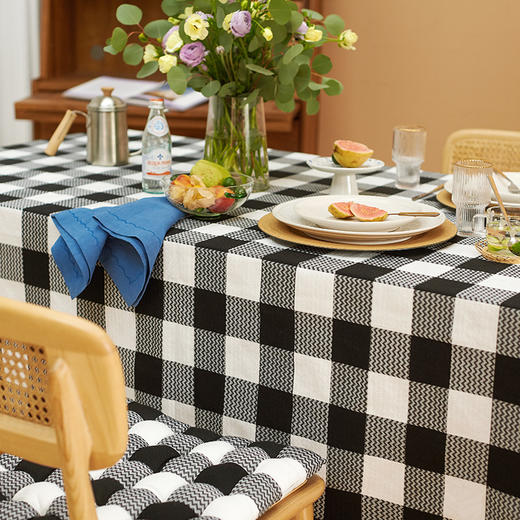 经典黑白方格餐桌布ins风日式简约 商品图1
