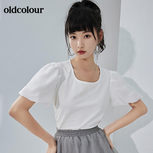 oldcolour2022夏季新品休闲百搭纯色小衫女BO22021080B 商品图6