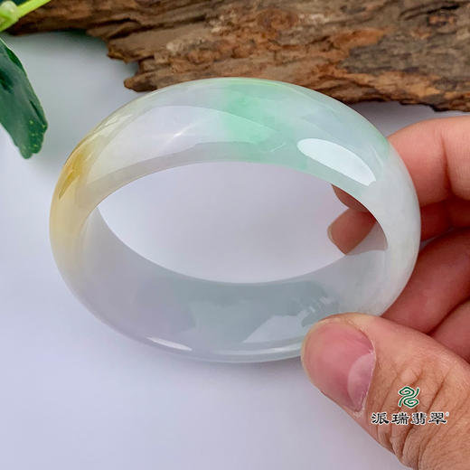 派瑞翡翠 翡翠手镯 糯种 三彩 商品图4