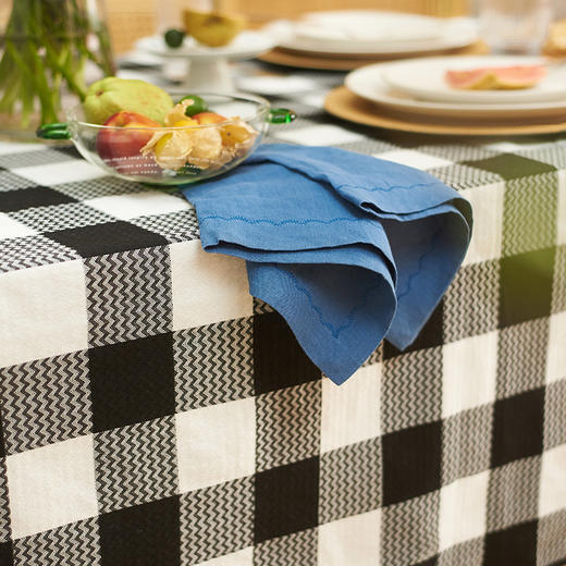 经典黑白方格餐桌布ins风日式简约 商品图2