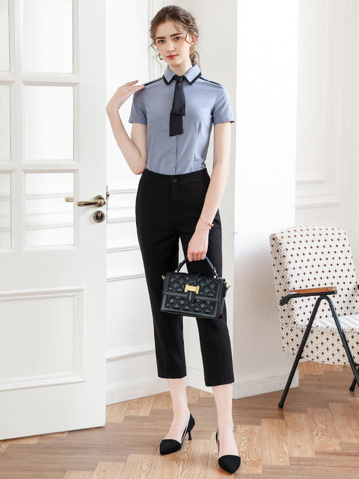 艾尚臣职业衬衫女短袖薄保险正装女士前台工装银行工作服衬衣夏季 商品图2