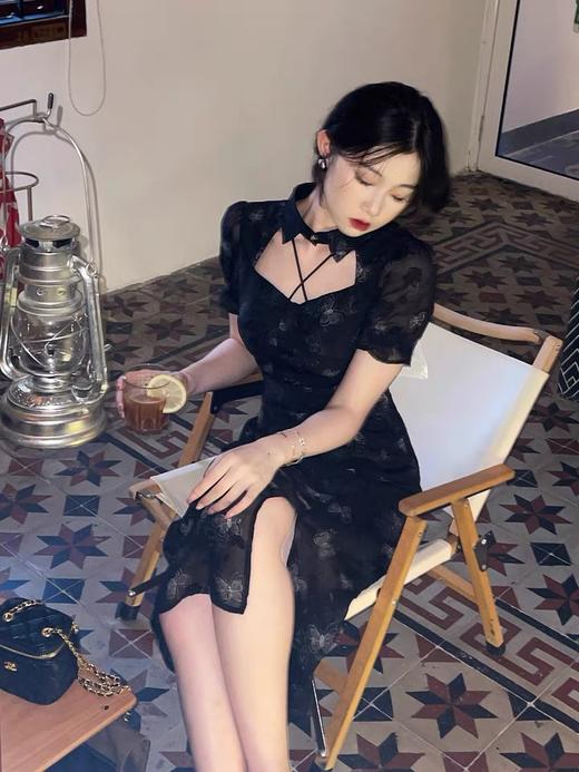 （清仓现货）【社群供】新中式复古蝴蝶提花旗袍连衣裙 商品图2