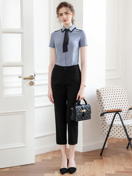 艾尚臣职业衬衫女短袖薄保险正装女士前台工装银行工作服衬衣夏季 商品图3