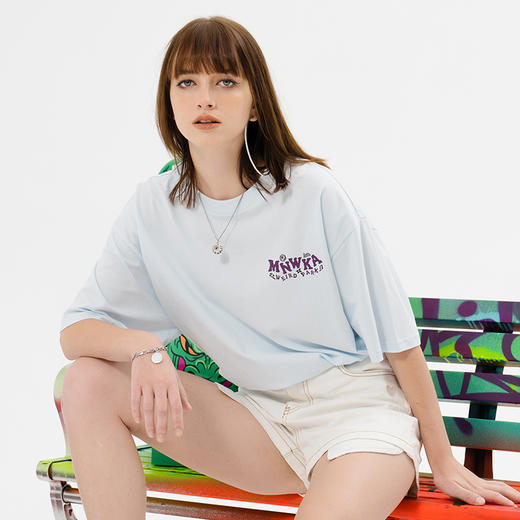 MISHKA大眼球潮牌2022春夏新品后背个性印花基础版圆领短袖T恤M21100059M 商品图2