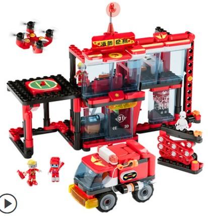 布鲁可小队虎鲸消防总局儿童益智拼装玩具布鲁克拼插积木男孩女孩 商品图0