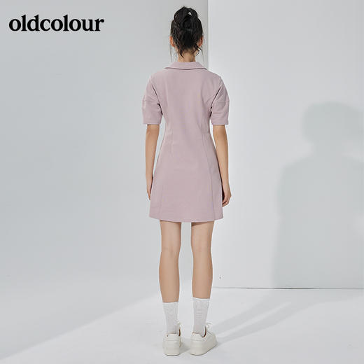 oldcolour夏季新品纯色时尚收腰短袖连衣裙BO22101078B 商品图4