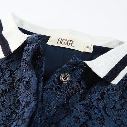 POLO领短袖蕾丝上衣宽松薄款夏装镂空遮肚雪纺衬衫 GYM-M0680 商品图3