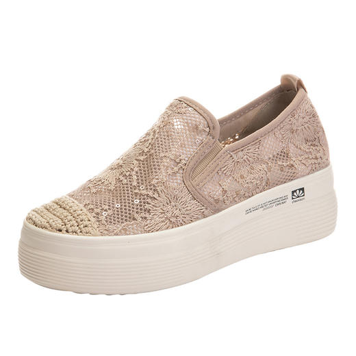 新款透气防滑网纱蕾丝休闲增高低帮7厘米渔夫鞋 LMS-渔夫000 商品图3