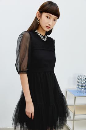 NEELLY纳俪商场同款气质圆领连衣裙女N22031Y01139