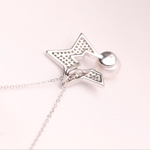 美裕 【星月】银925淡水珍珠吊坠链 (送银链）7-8mm白 97073 商品图4