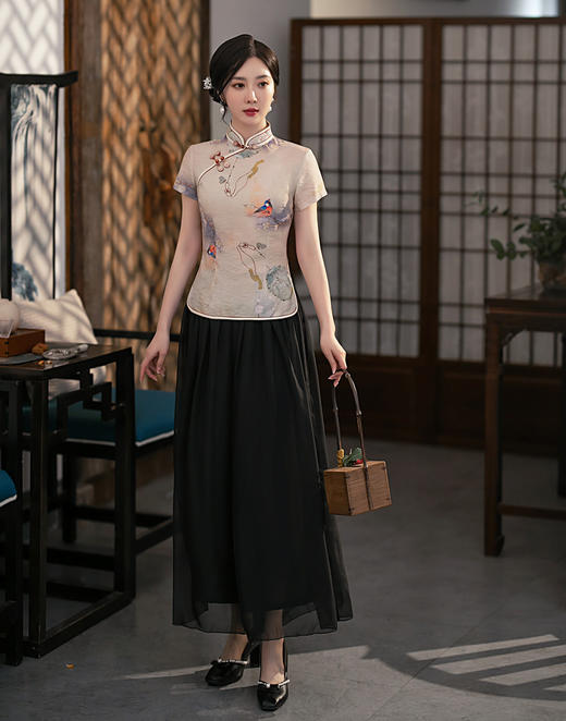 2022夏季单层中国风唐装清凉旗袍套装 XL757 商品图3