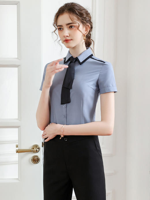 艾尚臣职业衬衫女短袖薄保险正装女士前台工装银行工作服衬衣夏季 商品图1
