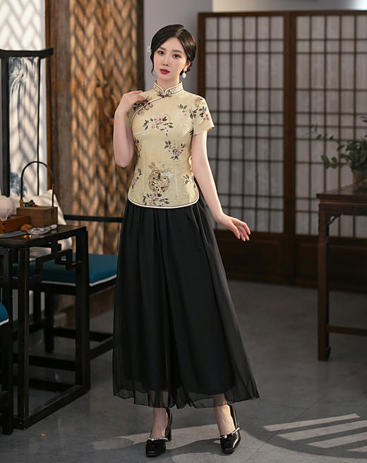 2022夏季单层中国风唐装清凉旗袍套装 XL757 商品图2