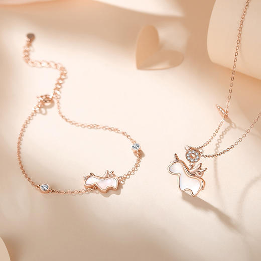 【独角兽】梦幻独角兽手链女纯银白贝母甜美手饰【JHY-A000377B 】 商品图3