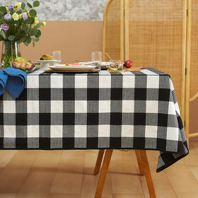 经典黑白方格餐桌布ins风日式简约