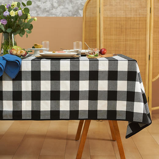 经典黑白方格餐桌布ins风日式简约 商品图0