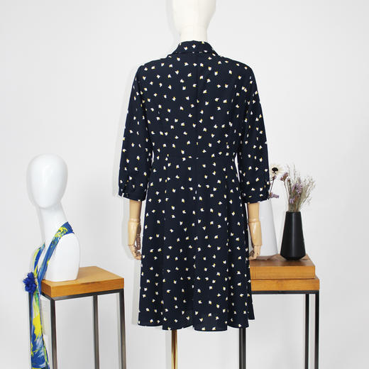 FOCALS福柯斯夏季衬衫领七分袖印花中长款连衣裙FYJAX085BV 商品图2