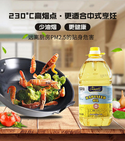 【福利购】4.8L欧利亚提低芥酸菜籽油  原装进口 健康好吃 商品图0