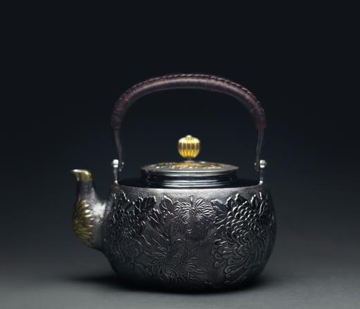 【银壶】菊不落，浮雕满雕錾刻花纹 商品图0