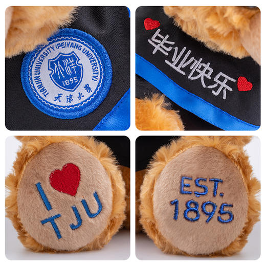 知识渊博天大熊系列公仔-毕业学位服绣花小熊(25cm)❤️ 商品图2