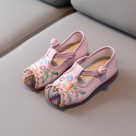儿童汉服鞋子软底民族风复古女童绣花布鞋 BS-T22-11 商品图6