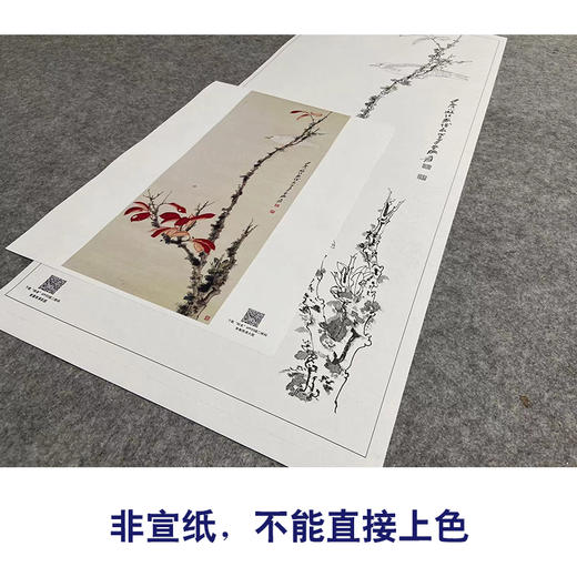张大千竖幅工笔花鸟白描底稿-红叶-QD31 商品图2