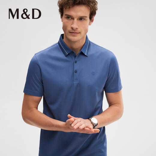 MD名盾翻领短袖蓝色商务Polo衫夏季男士百搭合身T恤男 商品图2