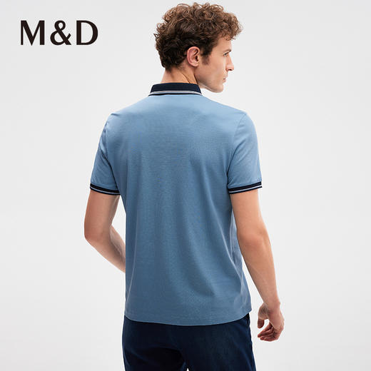 MD名盾桑蚕丝翻领撞色短袖Polo衫夏新款商务男士合身蓝色T恤 商品图3