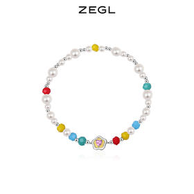 ZEGL设计师彩虹串珠手链女生夏日多巴胺穿搭人造珍珠彩色小熊手饰