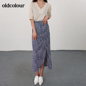 oldcolour21夏印花开叉显瘦设计感小众半身裙N21063177