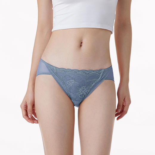 都市丽人时尚系列薄透丝滑蕾丝网布三角高叉女士内裤LK231X 商品图0