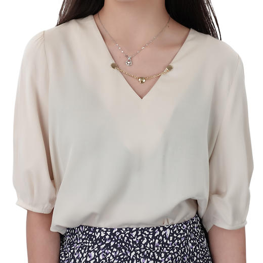 oldcolour21夏洋气减龄泡泡袖高级感V领衬衫百搭N21012135 商品图4