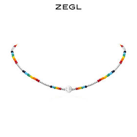 ZEGL小彩串彩虹笑脸串珠项链女款夏日多巴胺y2k甜酷彩色锁骨颈链