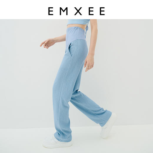 波浪提花针织面料 孕妇休闲裤夏外穿阔腿女宽松拖地裤 嫚熙旗舰店 商品图2