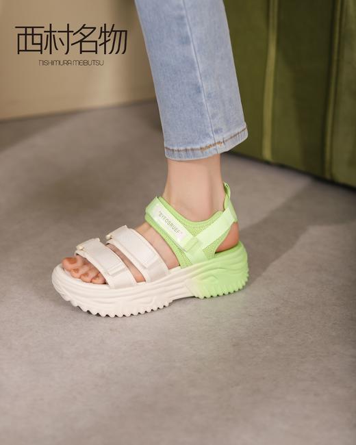 西村名物沙滩鞋2022夏季新款商场同款时尚褶皱厚底休闲凉鞋T22BG25111 商品图2