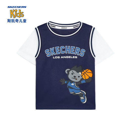 小斯凯奇童装2022新款男童短袖夏季宝宝假两件T恤卡通上衣L222B074 商品图0