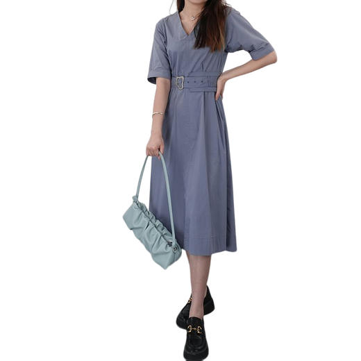 oldcolour21夏V领法式复古中长款气质连衣裙N21101122 商品图4