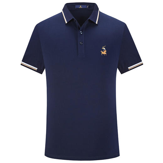 名盾新疆长绒棉翻领商务休闲男士T恤夏季短袖蓝色合身Polo衫男装 商品图4