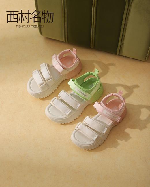 西村名物沙滩鞋2022夏季新款商场同款时尚褶皱厚底休闲凉鞋T22BG25111 商品图0