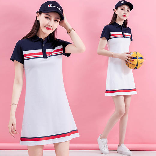 SP1203夏季中长款休闲t恤裙休闲a字运动裙 商品图0