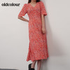 oldcolour21夏V领气质收腰显瘦碎花连衣裙N21101159 商品缩略图2