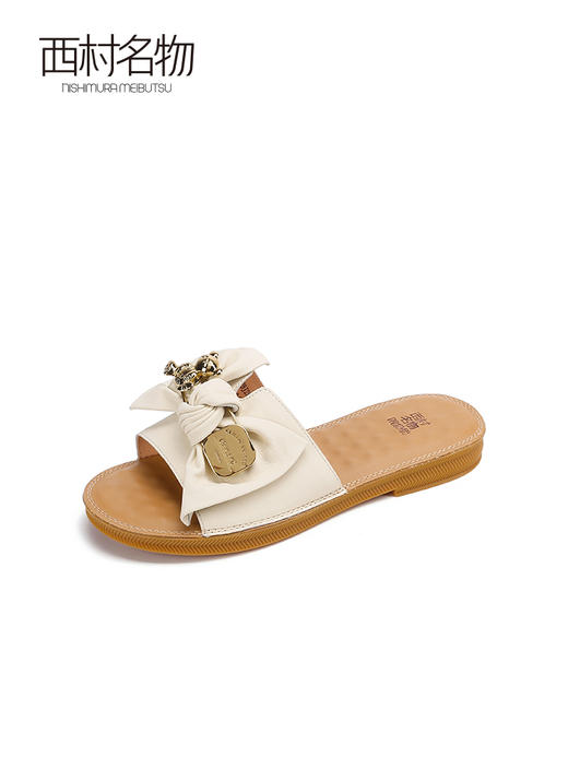 西村名物蝴蝶结拖鞋女外穿2022年夏季新款甜美舒适沙滩鞋T22BJ25001 商品图3