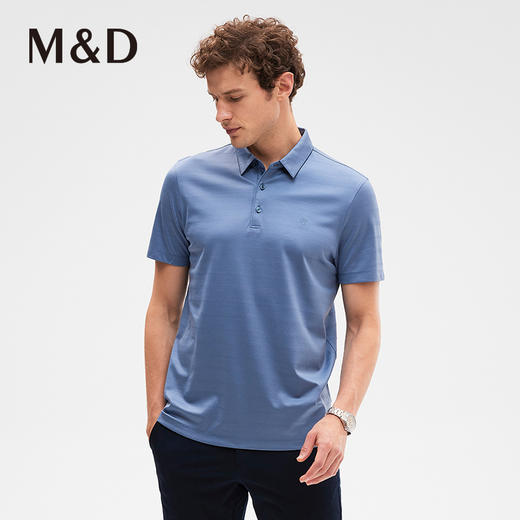 名盾桑蚕丝商务休闲短袖POLO衫夏季男士短袖蓝色T恤 商品图2