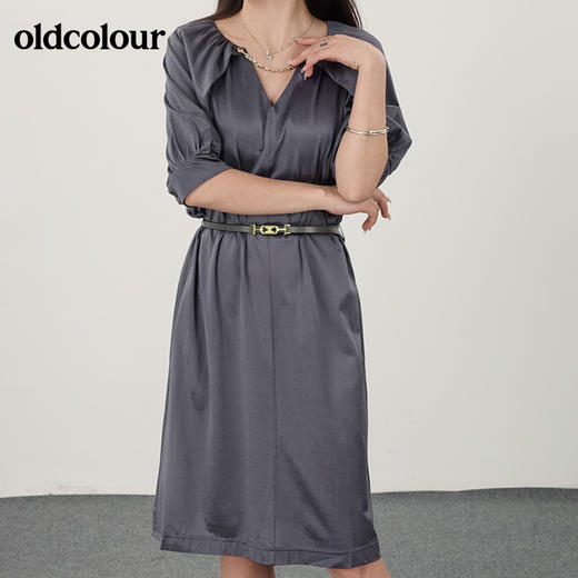 oldcolour21夏V领气质优雅收腰显瘦连衣裙N21101172 商品图3