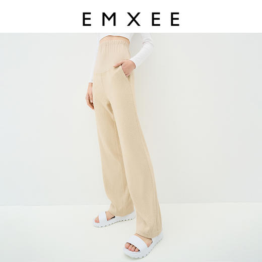 波浪提花针织面料 孕妇休闲裤夏外穿阔腿女宽松拖地裤 嫚熙旗舰店 商品图0